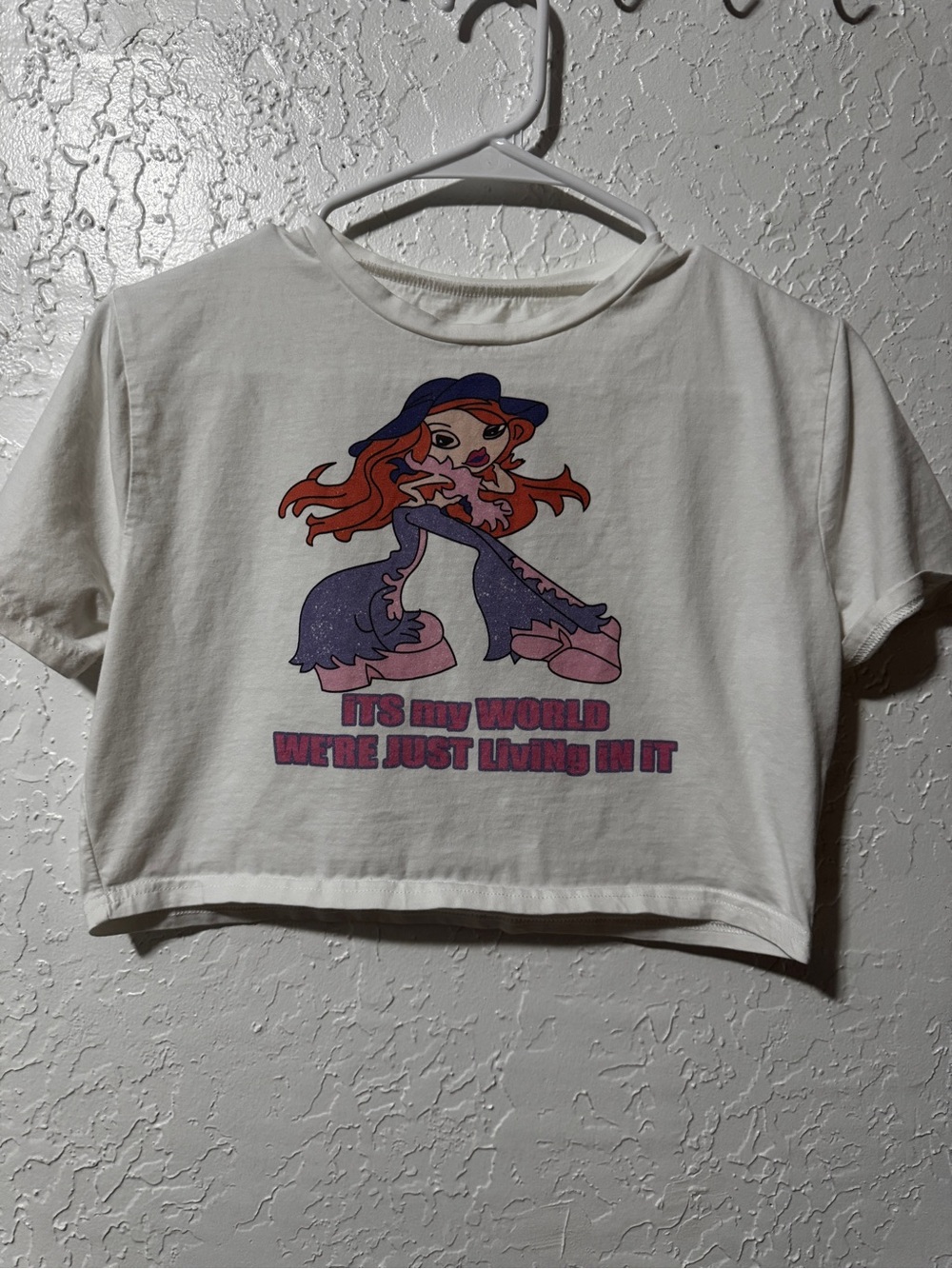 Bratz Barbie Girl Doll Shein Cartoon Graphic Y2K Oversized Crop Top